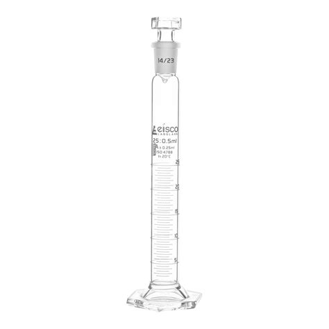 Cylinder Mixing Graduated, cap. 25ml., class 'A', glass hex. base, com ...