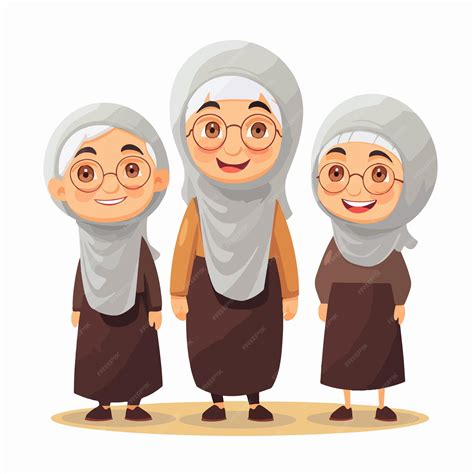Premium Vector | Vector illustration featuring a grandmother of arabic race
