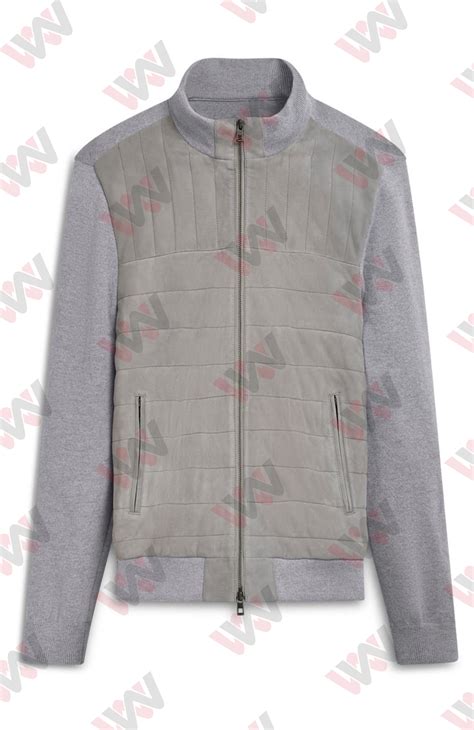 Men's Quilted Suede Panel Sweater Jacket