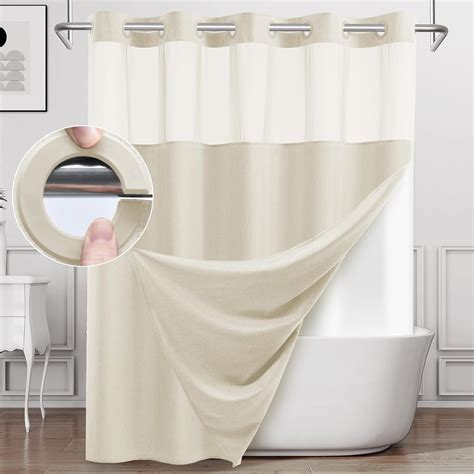 Amazon.com: WONICY Long No Hook Shower Curtain with Snap in Liner ...