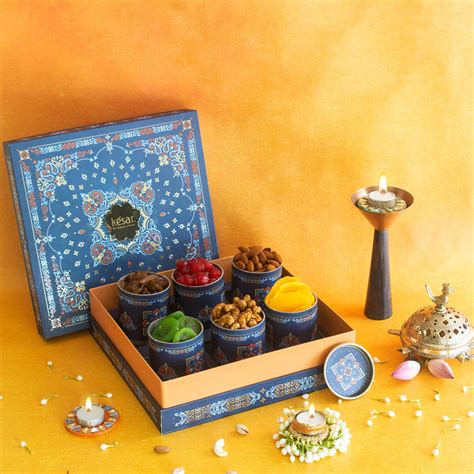 English Blue Celebration Dryfruit Box (B) – Kesar Sweets