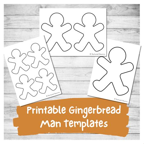 Printable Gingerbread Man Templates (3 Different Sizes) - Nurtured Neurons