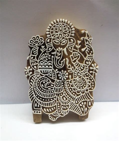 Buy Indian Wooden Hand Carved Textile Printing on Fabric Block / Stamp ...