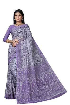 SHANVIKA Women's Pure Cotton Floral Print Saree Without Blouse Piece ...