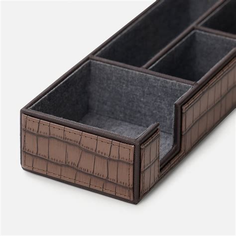 Shop Brown 5 Compartment Croco Texture Faux Leather Organiser - at Best ...