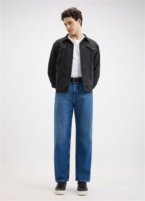 Men Blue Relaxed Barrel Fit Mid Rise Jeans | Pepe Jeans India