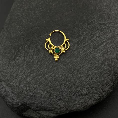 Emerald Gold Plated Septum Ring – Gypsy Maal