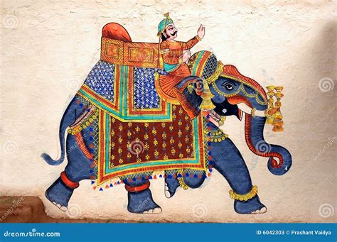 Wall Painting of Elephant at City Palace, Udaipur Stock Image - Image ...