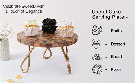 CASA Decor Wooden Geometrical Forest Pizza Pastry Cake Stand Pack of 1 ...