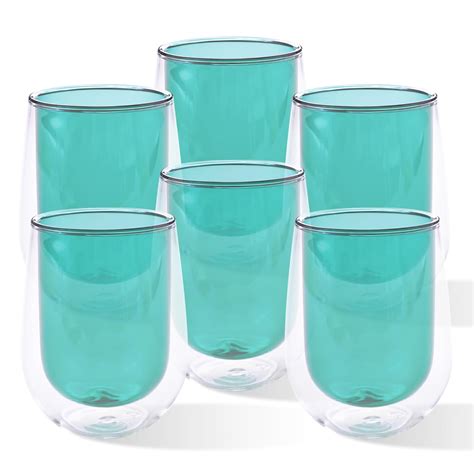 Gleevers Borosilicate Cup Set of 6 Double Walled Coffee Mug Cute Gifts ...