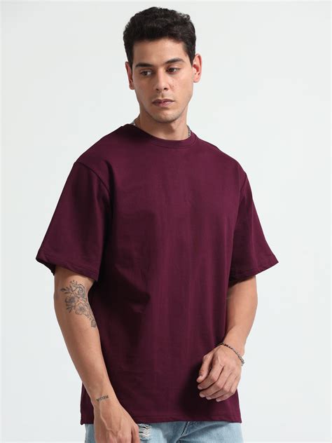 240GSM Unisex Wine Cotton Oversized Tshirt Wholesale Rate Manufacturer ...