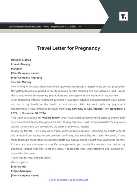 Free Travel Letter for Pregnancy Template to Edit Online