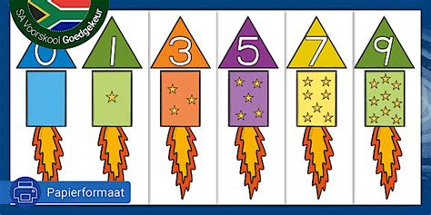 Ruimte Pas die Vuurpyl 0-10 Aktiwiteit (teacher made)