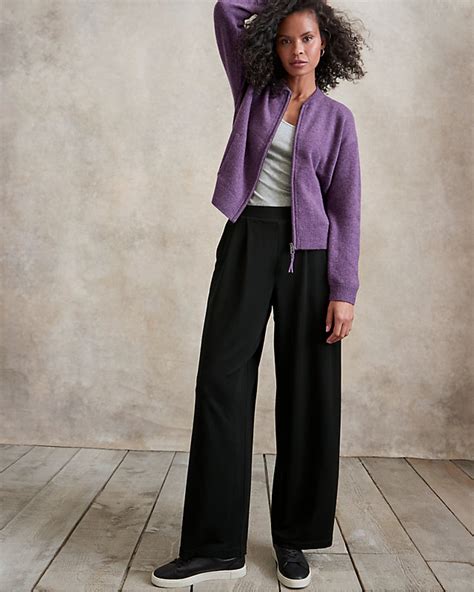 Wide-Leg Knit Trousers | Garnet Hill