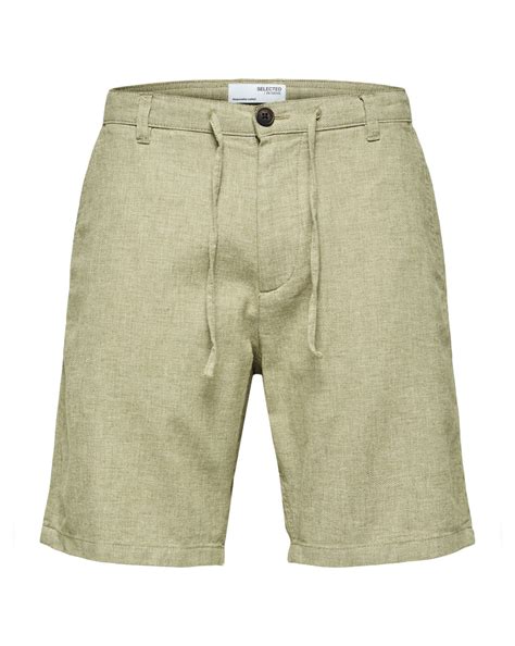 Buy Green Mid Rise Linen Shorts for Men Online at Selected Homme ...