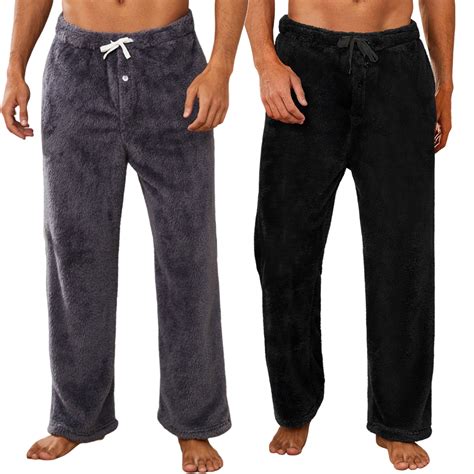 U2SKIIN 2 Pack Mens Plush Warm Pajama Pants, Fluffy Soft Fleece Sleep ...