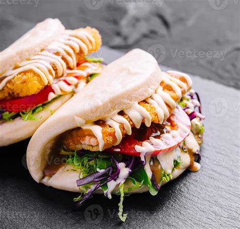 Delectable chicken shawarma pitas on slate background 45607029 Stock ...