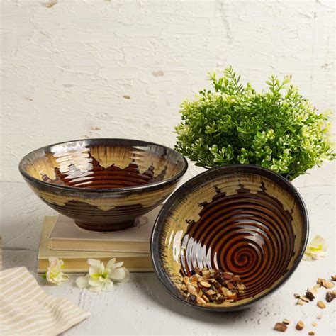 Caramel haze Serving Bowl Set Amalfiee Ceramics Serving