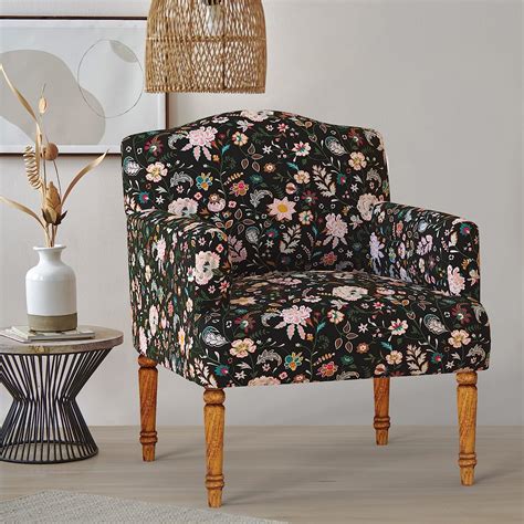 Chumbak Nawab Arm Chair - Bohemian Palampore Black (1 Seater Arm Chair ...