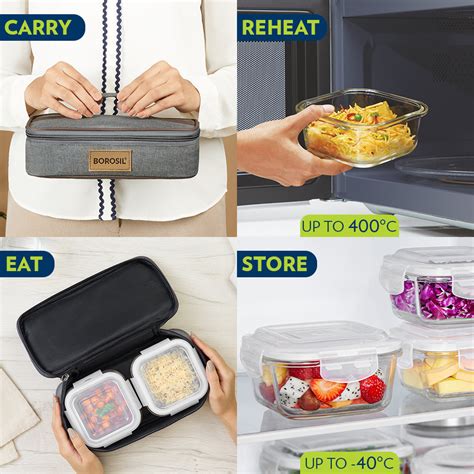 Borosil Borosil Pro Glass Lunchbox, Square x 2 (Flat)