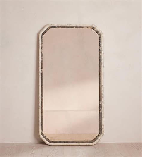 Jolene Mirror, Floor | Marble frame mirror, Floor mirror, Leather mirror