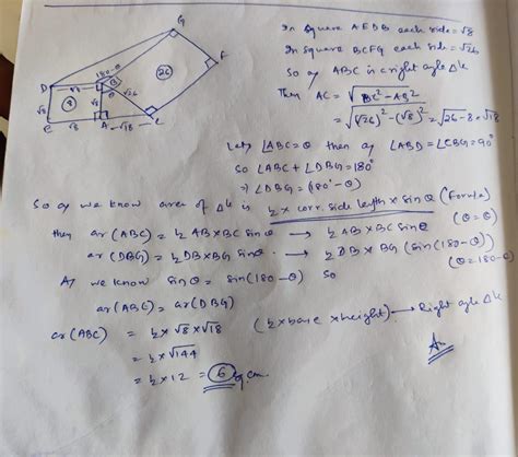 ABC is a right angled triangle triangle with abc=90 degreea square is ...
