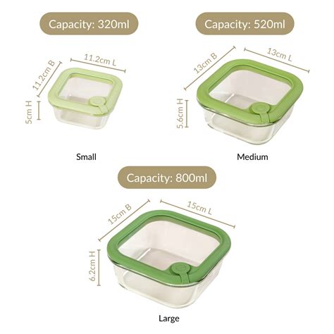 Stackable Green Ombre Food Storage Container With Air Vent Lid Set Of 3 ...