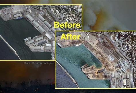 Before and after satellite images show the damage caused by Beirut ...