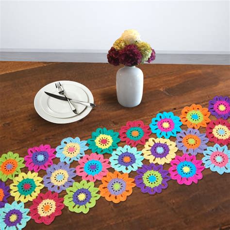 Shiroli Colorful Crocheted Flower Table Runner