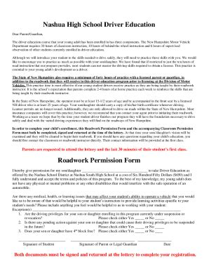 Fillable Online Nashua High School Driver Education Fax Email Print ...