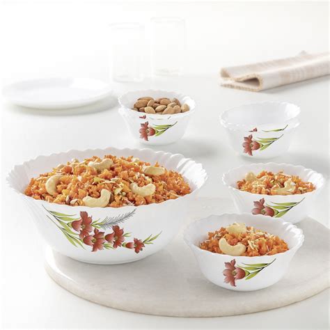 Larah By Borosil Red Iris Pudding Set