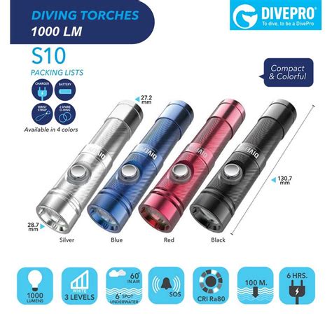 ไฟฉายดำน้ำลึก สว่าง 1000 LM (DivePro) (NIGHT DIVE TORCH) S10 | LINE ...
