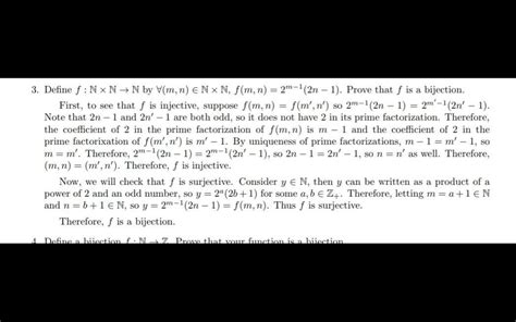 19. prove that f:nxn-n defined as f(m,n) = 2*(2n-1) is bijective.