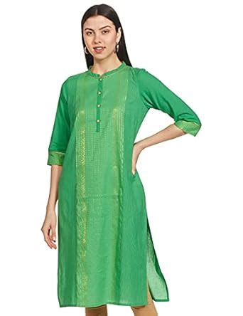 Buy Aurelia Women's Cotton Blend Solid Regular Kurta (21FEA11600-701222 ...