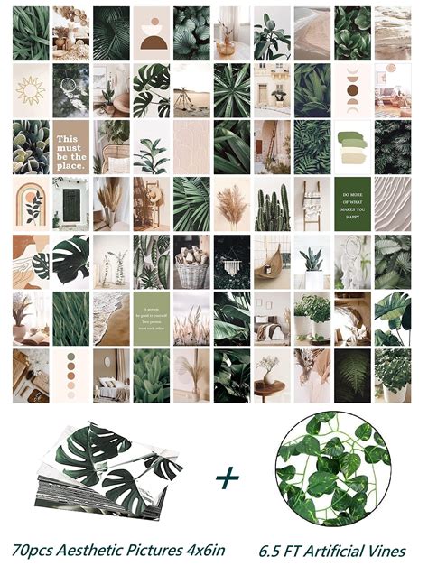 Buy 70Pcs Wall Collage Kit Aesthetic Pictures with Artificial Vines ...