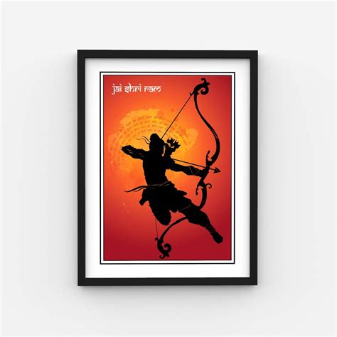 DBrush Lord shree ram with Dhanush modern art painting for home office ...