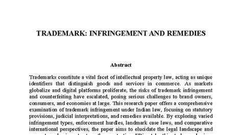 Trademark Infringement and Remedies: A Comprehensive Study on Indian ...
