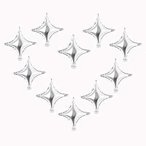 AnnoDeel 50 pcs 10 Inch Star Foil Balloons, Silver Star Foil Balloons ...