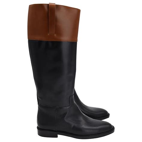 Michael Kors Braden Two-Tone Leather Riding Boot in Black Leather ref ...