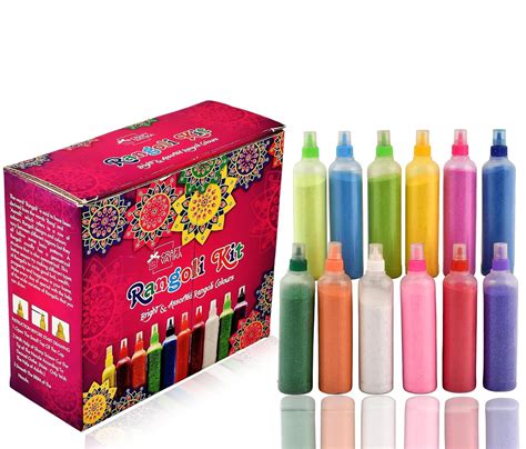 Buy CraftVatika 10 Rangoli Colour Powder Tube Kit Diwali Decoration ...