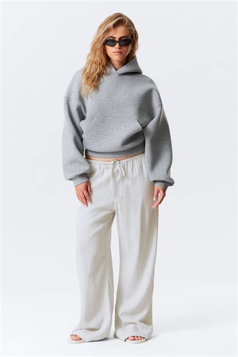 low rise linen-blend trousers - Light Grey | Weekday DK