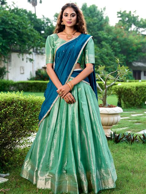 Pista Color Zari Weaving Work Kanchipuram Lehenga Choli – Looknbook Art