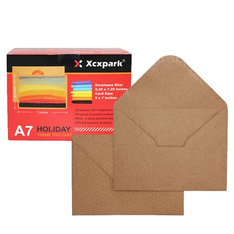 Xxcxpark 100 Pack A7 tear tape Envelopes and 100 Pack unfoldable blank ...