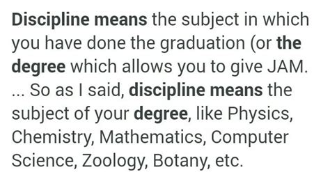 what is the meaning of discipline of degree - Brainly.in