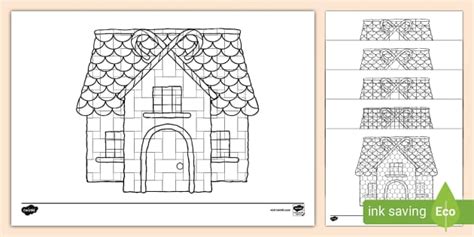 Gingerbread House Mosaic Colouring Pages