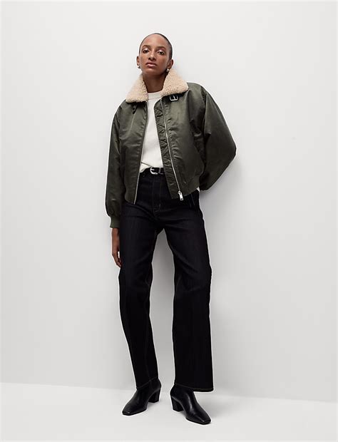 Buy Borg Textured Collared Bomber Jacket at Marks & Spencer