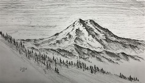 Sketch Landscape Mountain Drawing