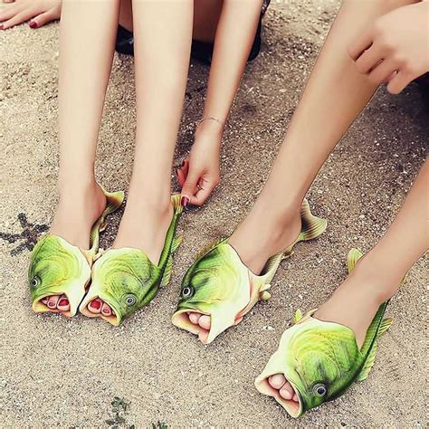Men's Fish Shaped Slippers - Funny 3D Fish Flip Flops for Men and Women ...