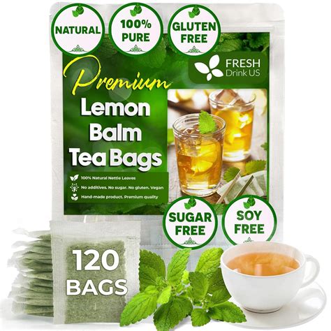 Premium Lemon Balm Leaf Tea Bags, 100% Natural & Pure. Loose Leaf Lemon ...
