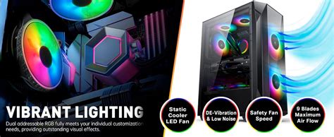 RiaTech 3 Pack RGB LED Series 120mm Case Fan For Pc, 1500 RPM, PWM ...